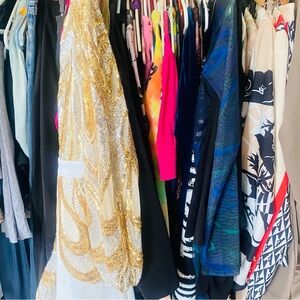 Gold and White Sequin Dress